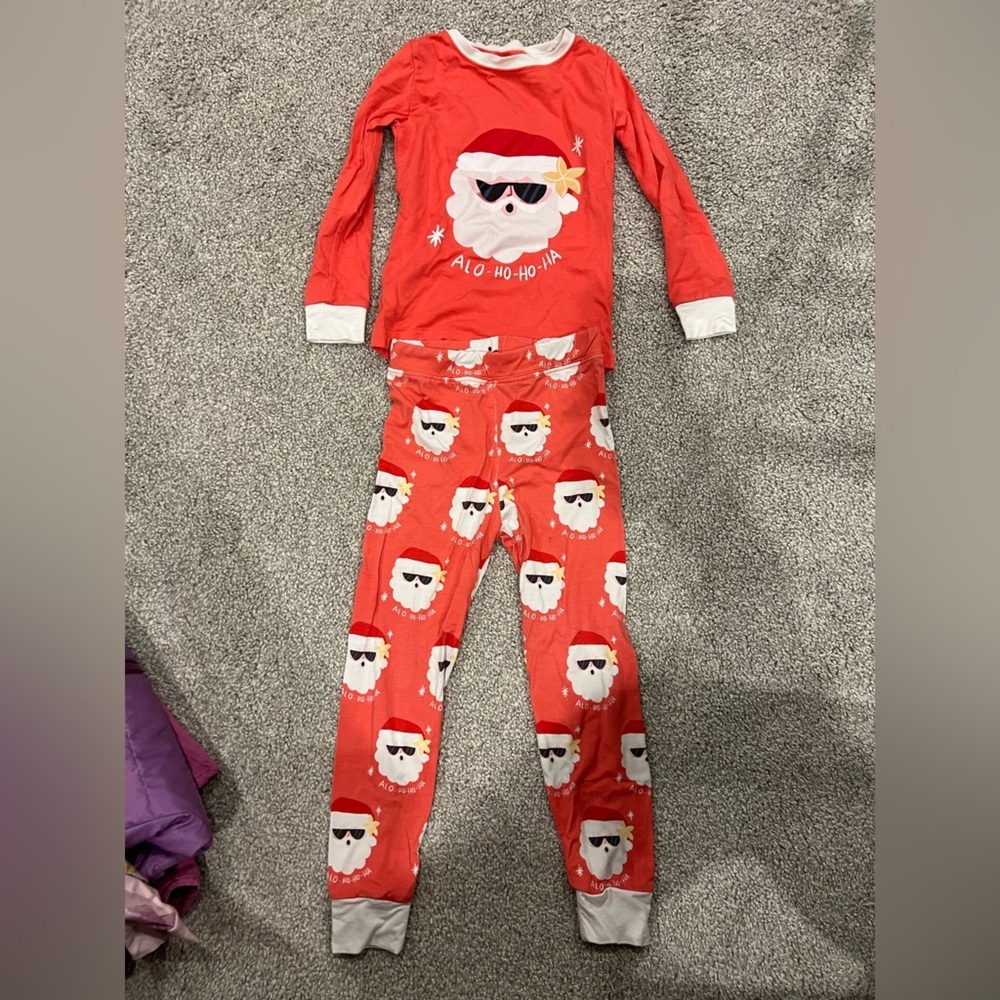 SOHA Keiki 2T Aloha Ho Ho Ho Christmas Long Sleeve Pajama Set